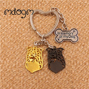 Colorful gold and silver plated border collie pendant or keychain