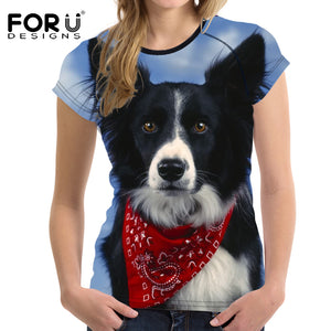 Border Collie with Bandana 3D T- Shirt for Women